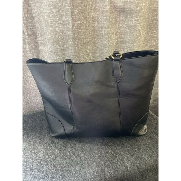 Frye and Co. Core Satchel Large Tote Black Faux Leather Bag - Picture 4 of 16